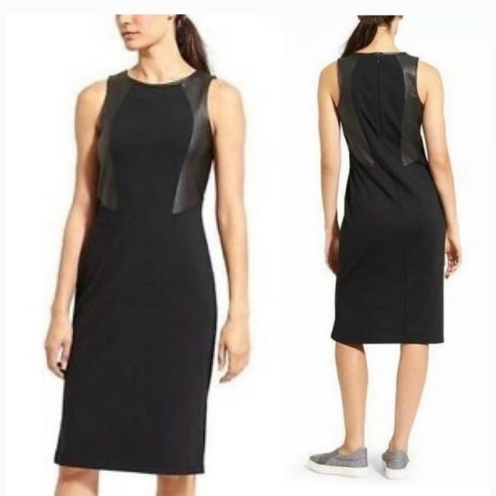 Athleta Pointe Black Sleeveless Midi Dress faux leather 
Travel minimal chic